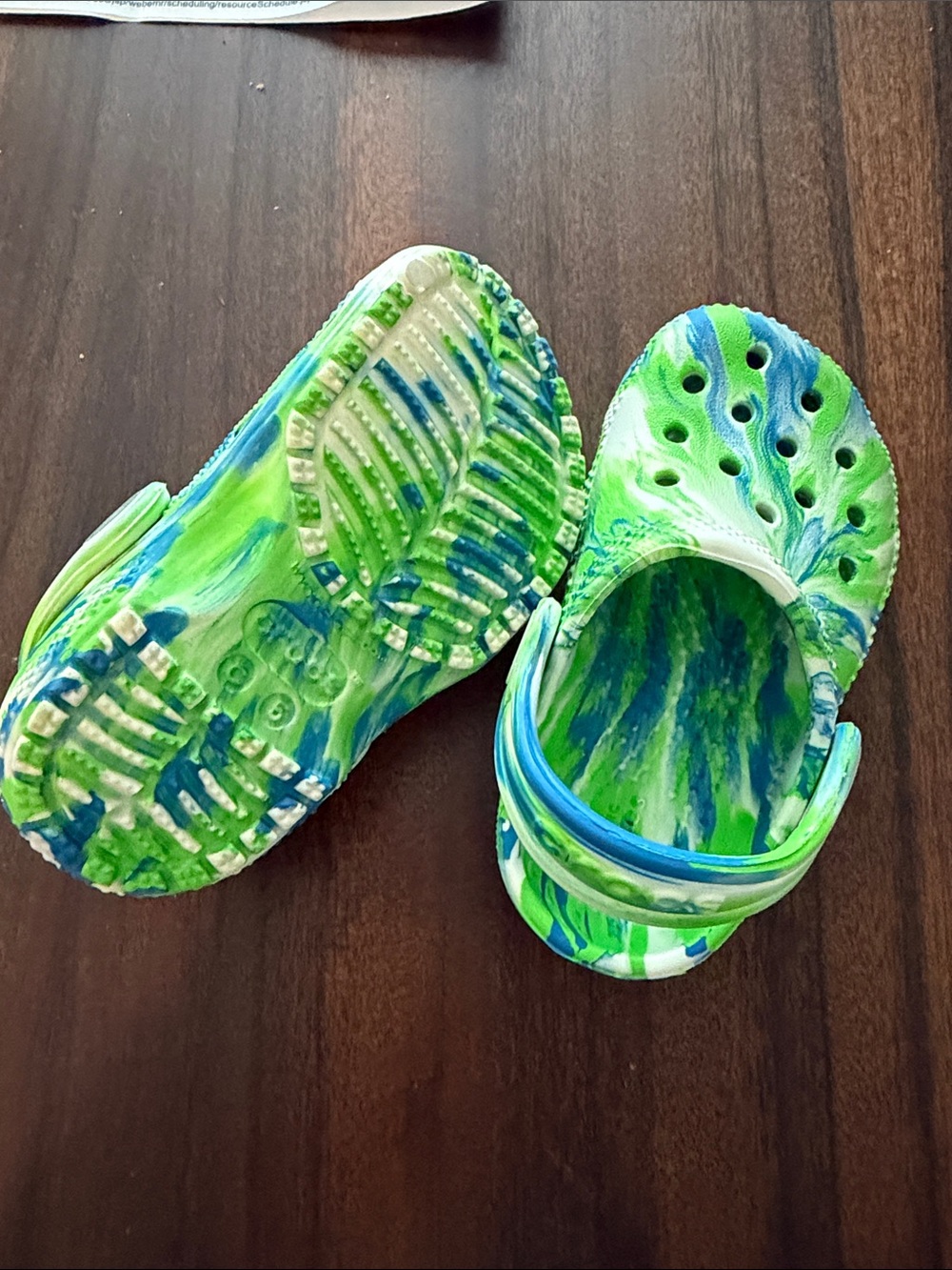 CROCS Kids Marbled Green & Blue Classic Clog